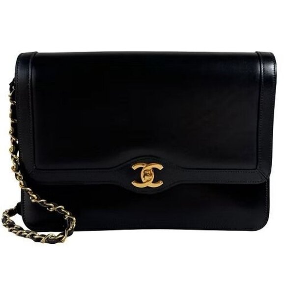 CHANEL 24K Gold Classic Lambskin Single Flap Bag Turnlock Box Leather - Picture 1 of 13
